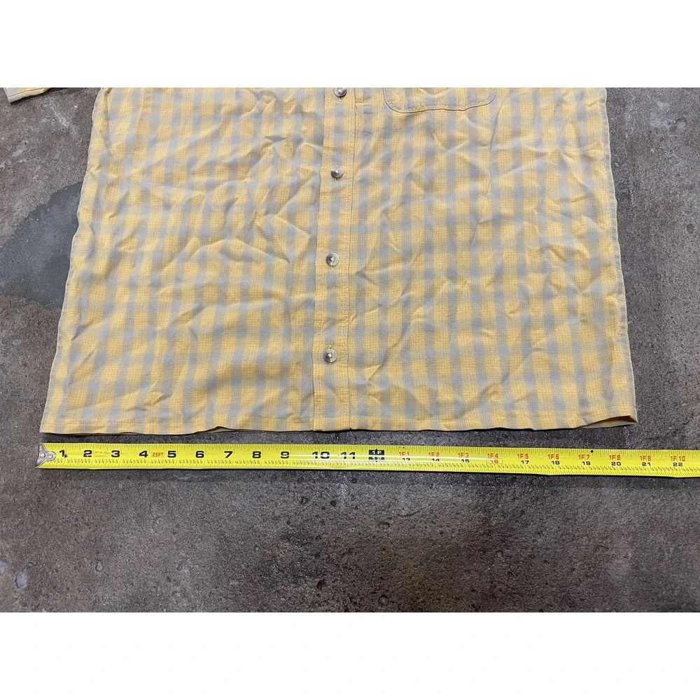 The‎ North Face Shirt Mens Medium Yellow Check Short Sleeve Button Up Hiking